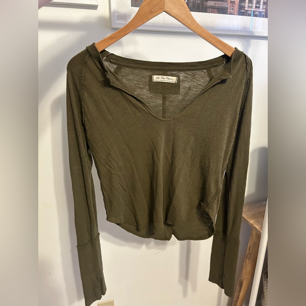 We The Free Free People Soft Long Sleeve Tee Olive Green